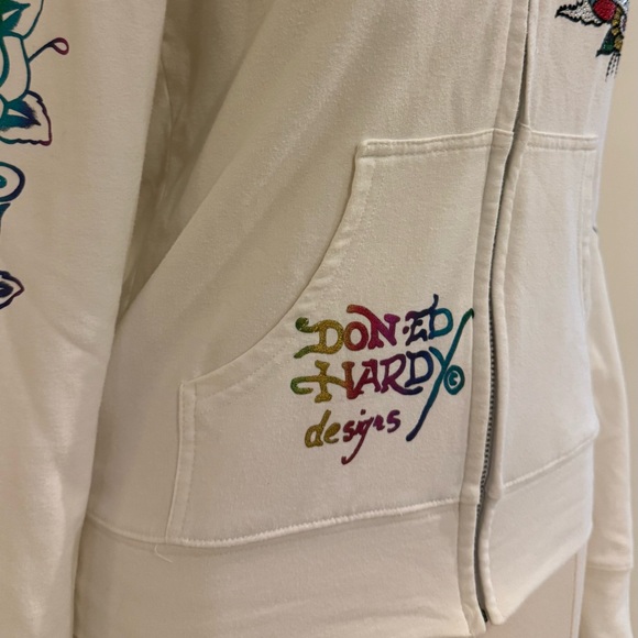 Ed Hardy Love Kills Slowly Heart white Zip-up Hoodie - Picture 5 of 13